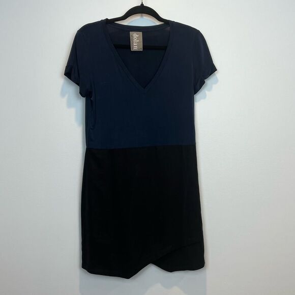 Dolan Left Coast Collection Navy Color Block Short Sleeve Dress XS Petite - Picture 1 of 10